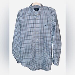 Ralph Lauren Multi-Plaid Button Down Shirt in Blue and White‎